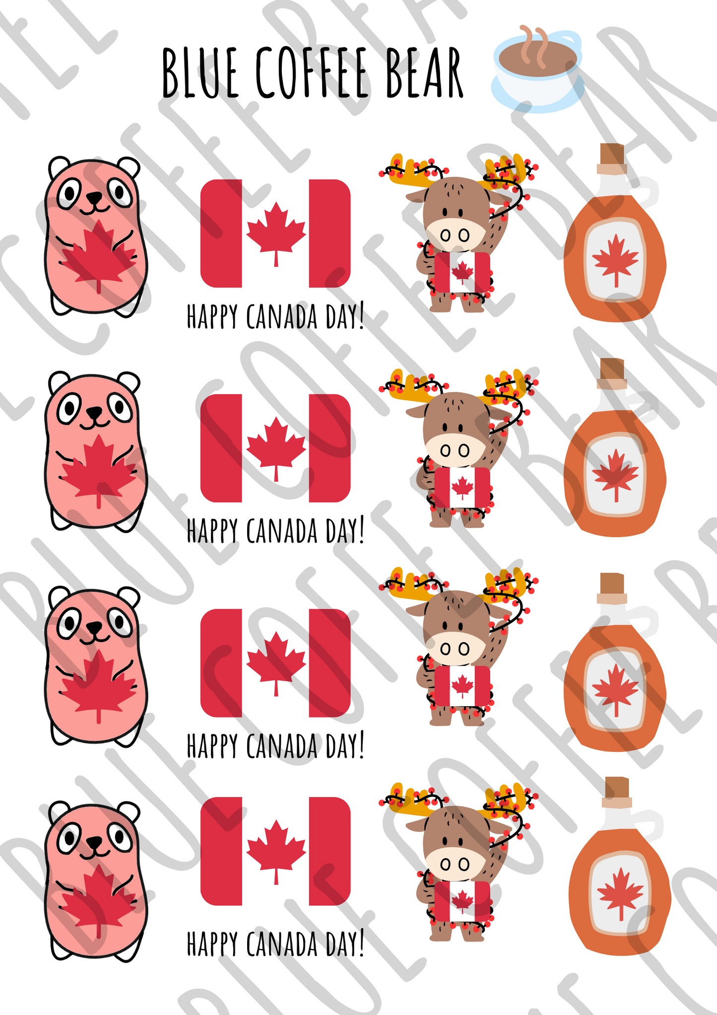 BlueCoffeeBear Canada Day Stickers