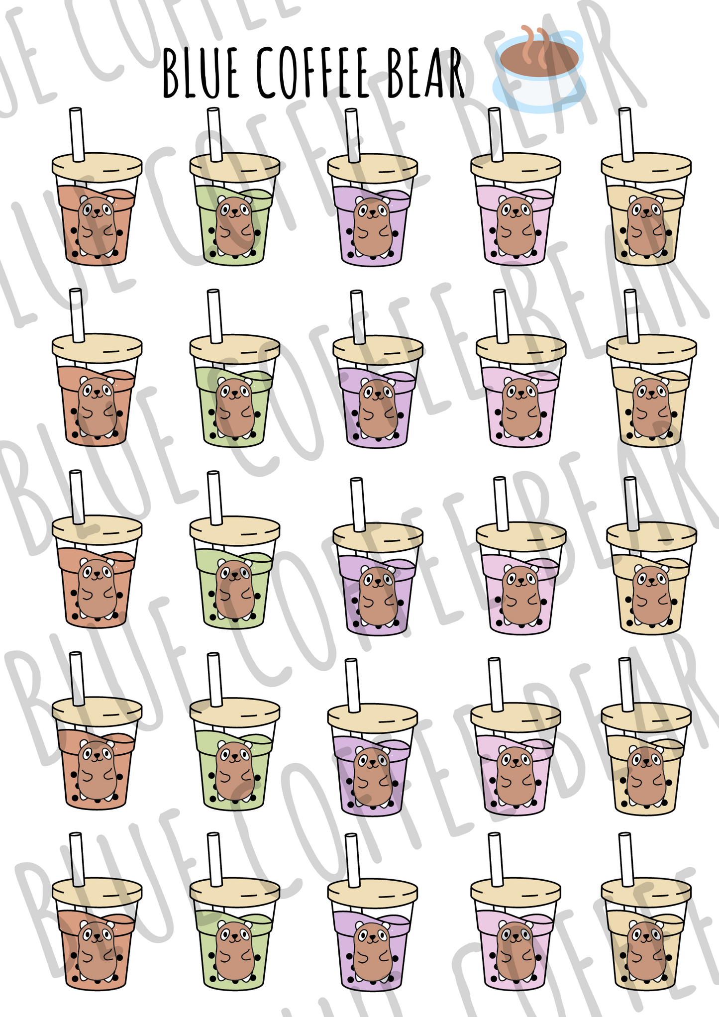 BlueCoffeeBear Boba Bear Stickers