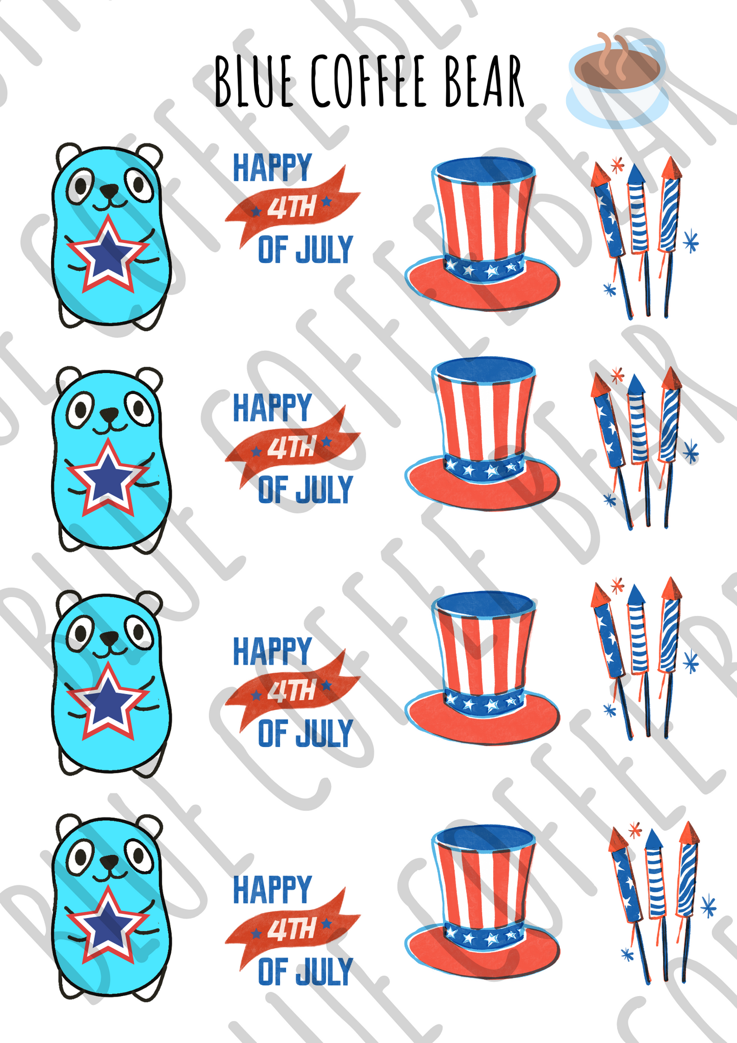 BlueCoffeeBear 4th of July Stickers