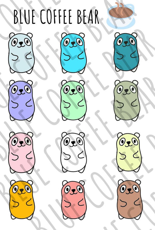 BlueCoffeeBear and Friends Sticker Sheet