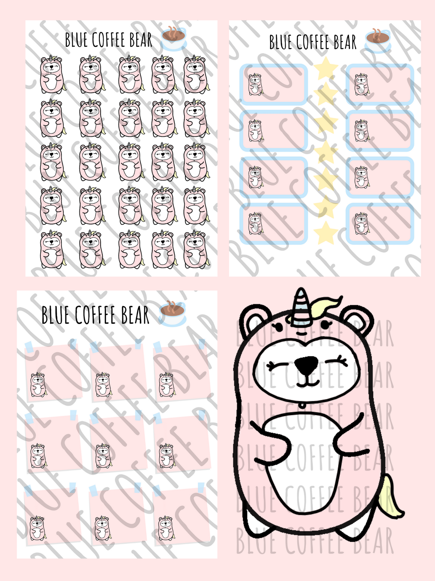 BlueCoffeeBear Mix and Match Unicorn Stickers