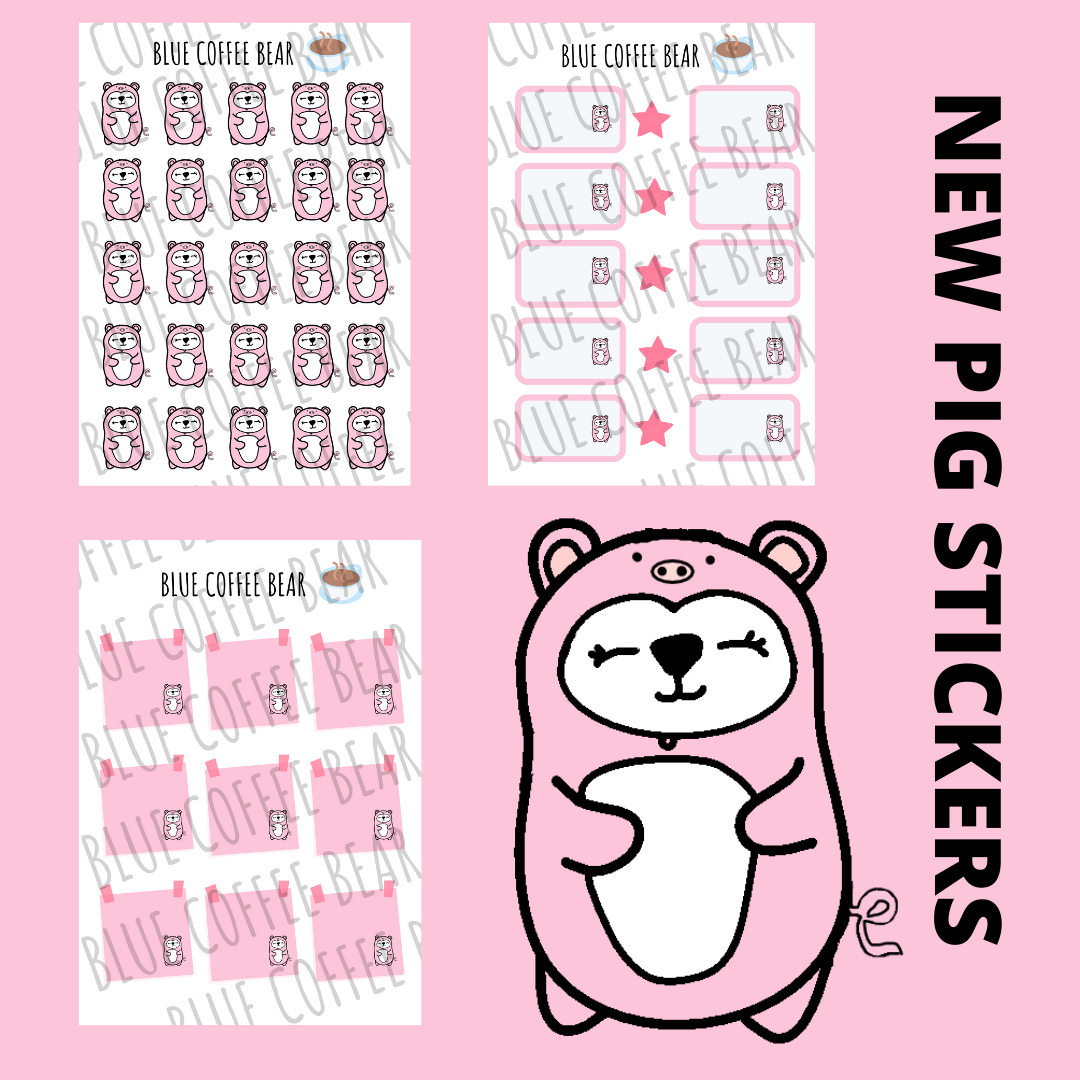 BlueCoffeeBear Mix and Match Pig Stickers